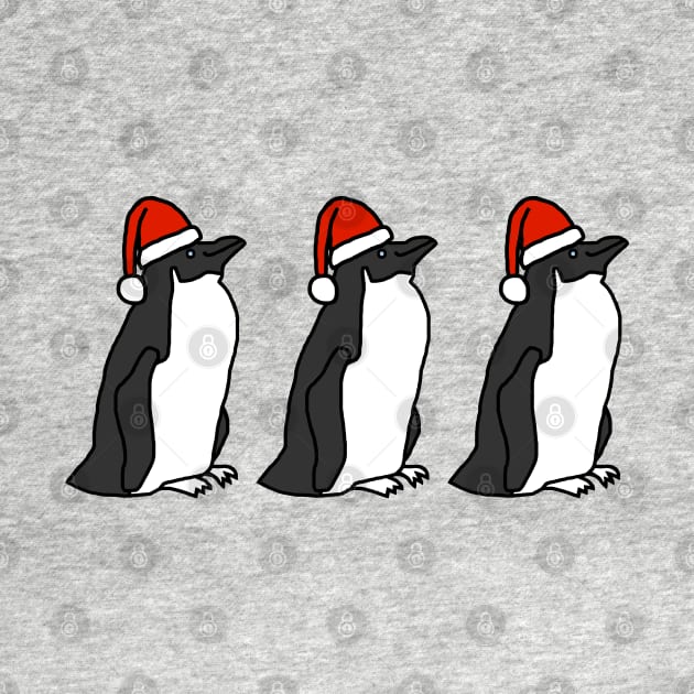 Three Christmas Penguins Wearing Santa Hats by ellenhenryart